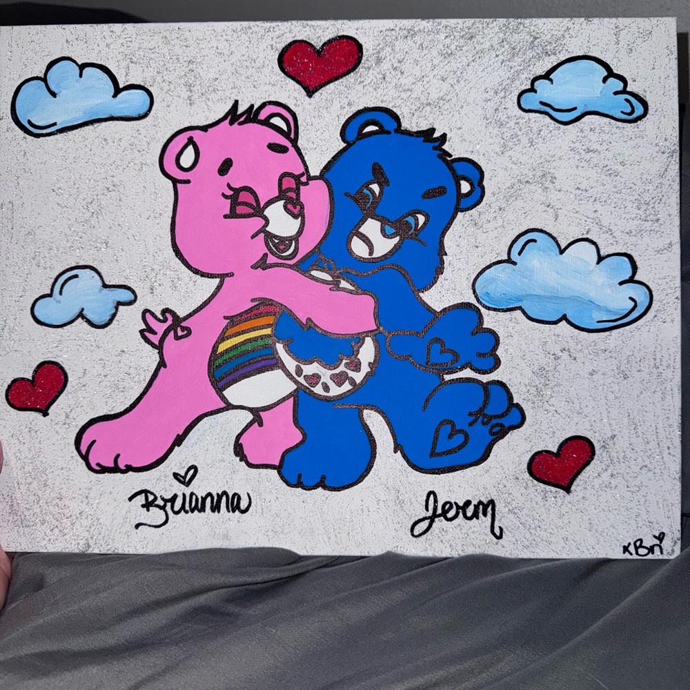 Pink and Blue Bear Art Print